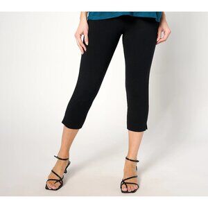 Women With Control Capri Pant Size Medium Regular 86/14 Pull On Solid Black NEW